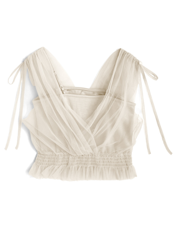 チュールドッキングカシュクールリボントップス