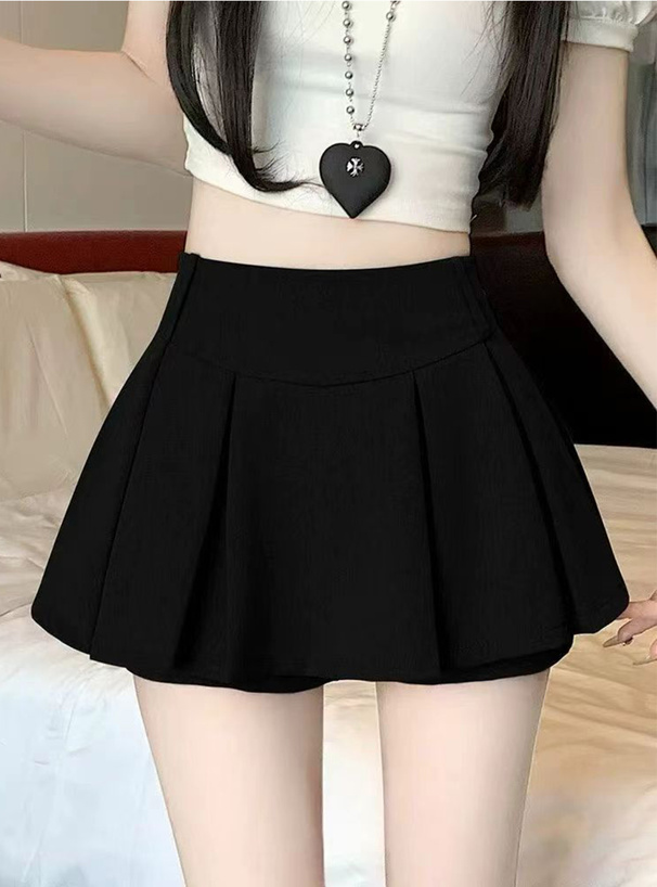 インパン付きボックスプリーツミニスカート