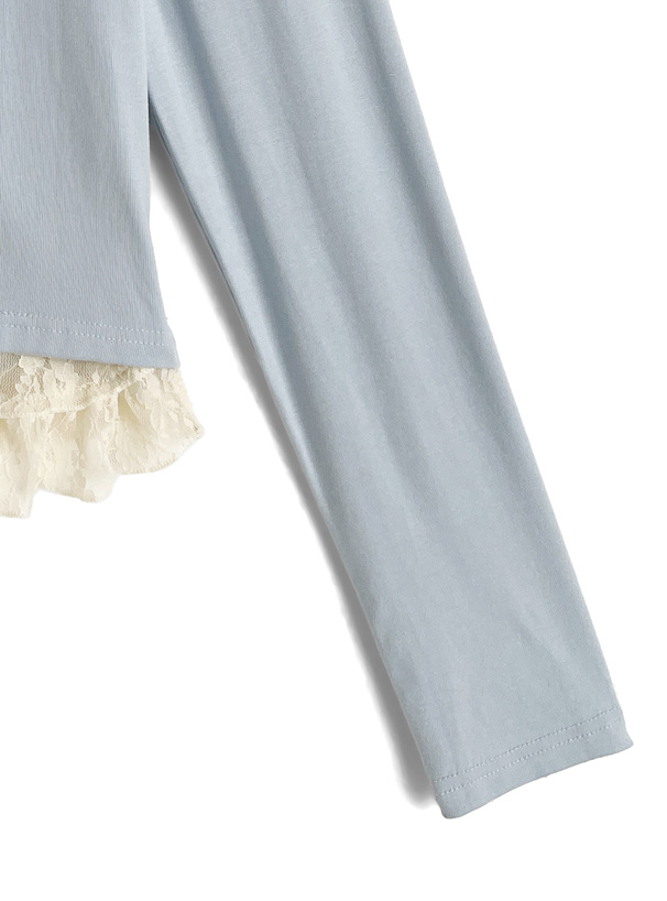 レースレイヤード風リボンカーディガン