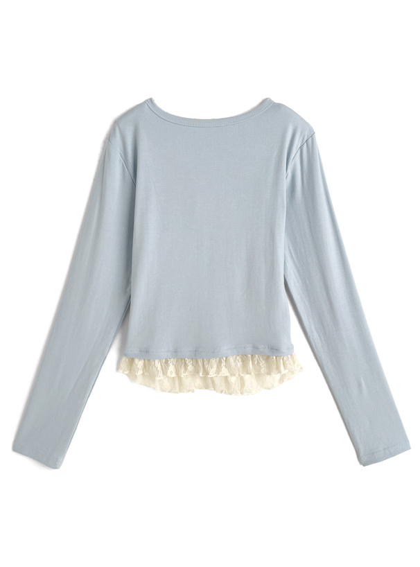 レースレイヤード風リボンカーディガン