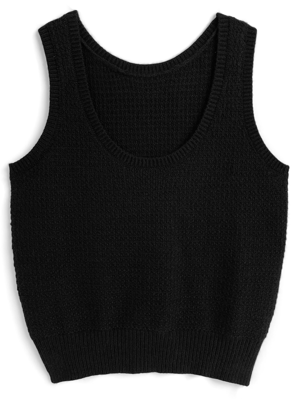 ドット柄フリルトップス×ニットベストアンサンブル