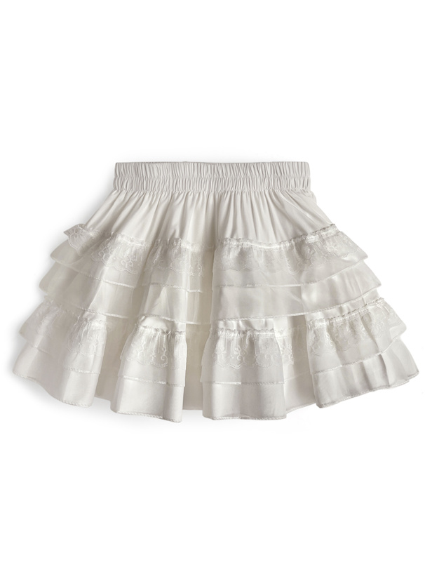 インパン裏地付きティアードフリルミニスカート