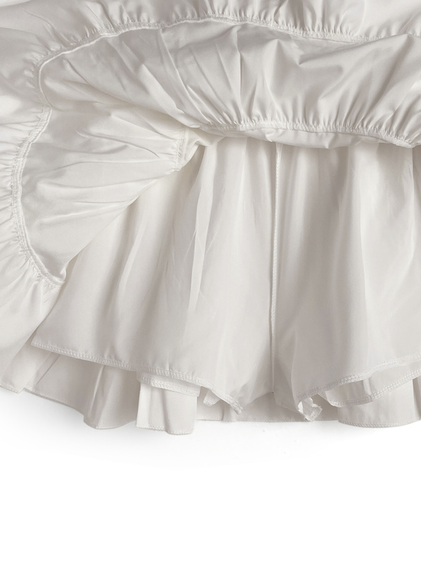 インパン裏地付きティアードフリルミニスカート