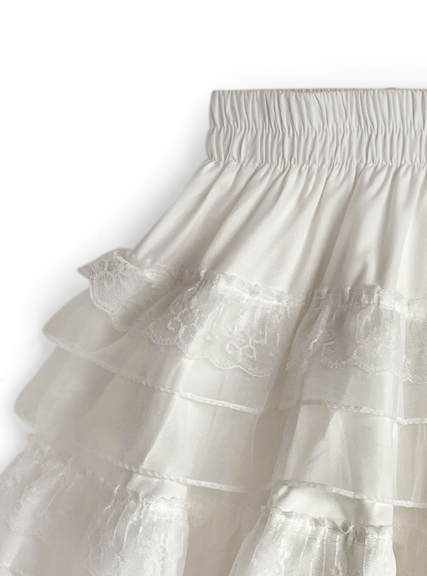 インパン裏地付きティアードフリルミニスカート