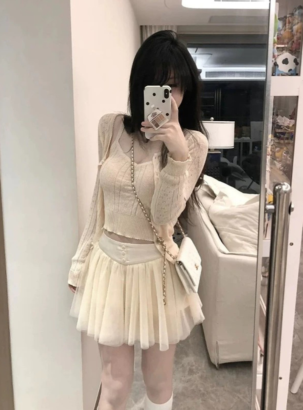 チュールミニスカートパンツ