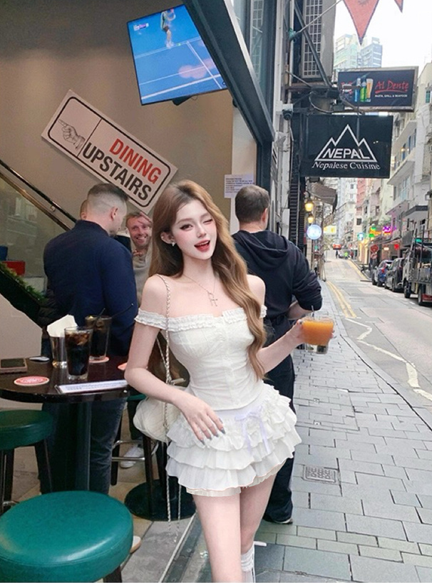 リボンティアードフリルミニスカートパンツ