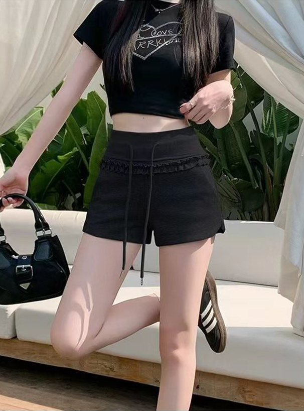 ウエストリブフリルショートパンツ
