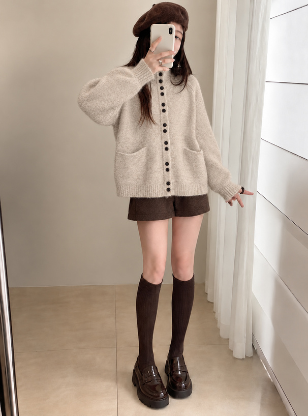 ハイネックニットカーディガン