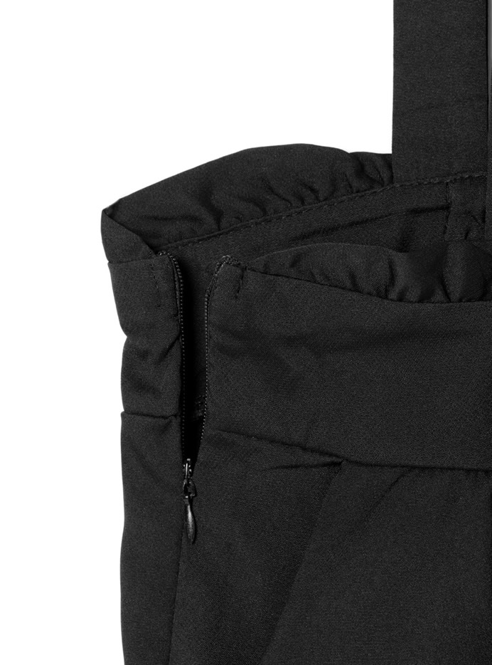 ボトルネックトップスxリボンベルト付サスワイドパンツセットアップ