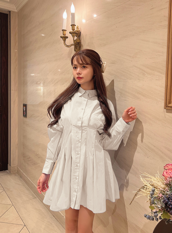 バックレースアップタックシャツミニワンピース[ai118] | レディース