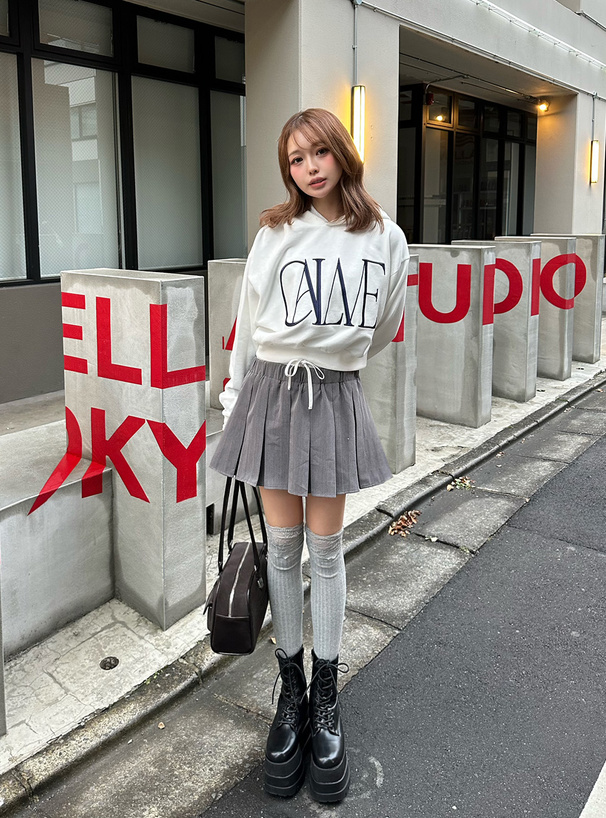 インパン裏地付きレイヤード風プリーツスカート