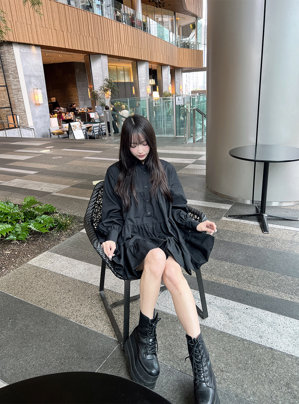 ティアードシャツミニワンピース