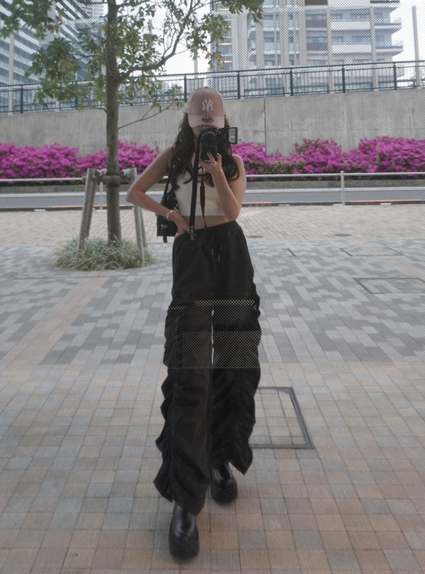 サイドギャザーワイドパンツ