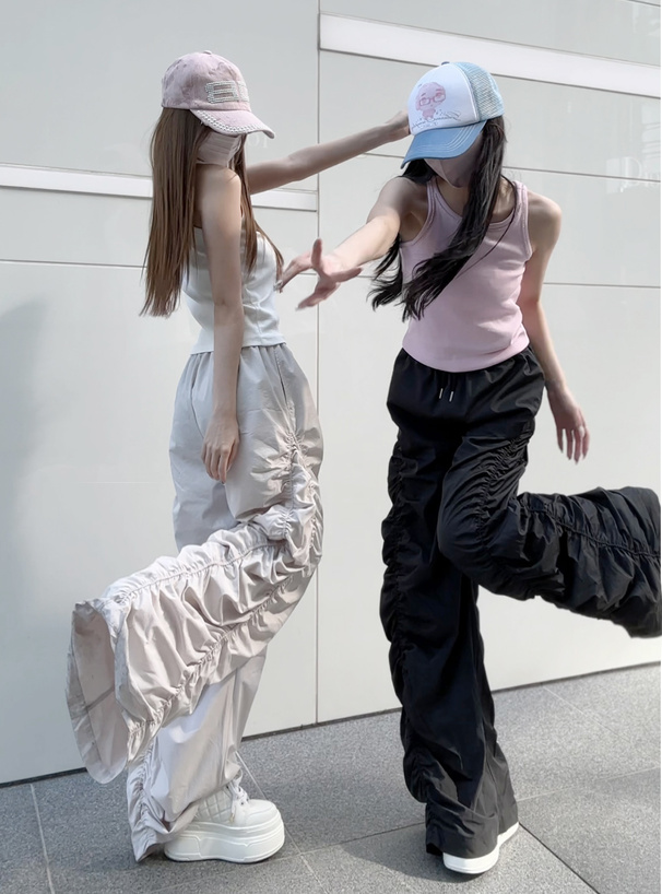サイドギャザーワイドパンツ