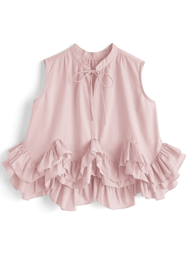 フリルノースリーブブラウス