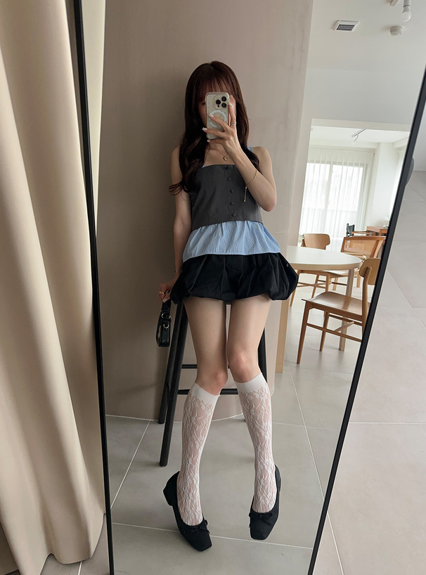 ベアトップドッキングストライプ柄キャミソール