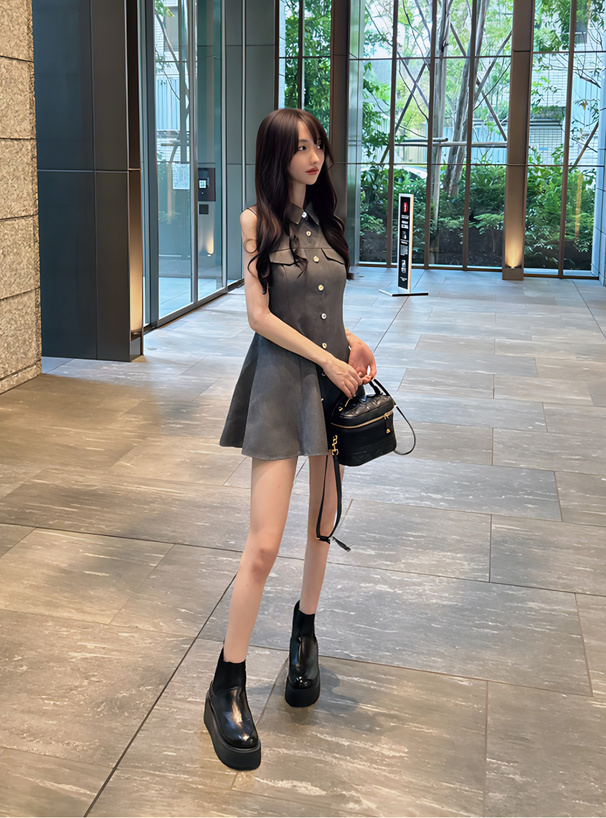 ノースリーブシャツミニワンピース