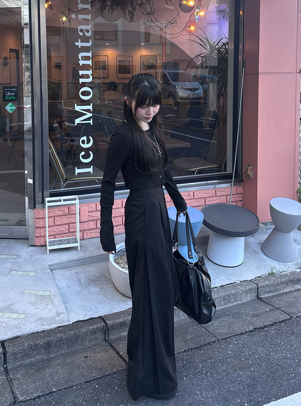 ダブルタックハイウエストワイドパンツ