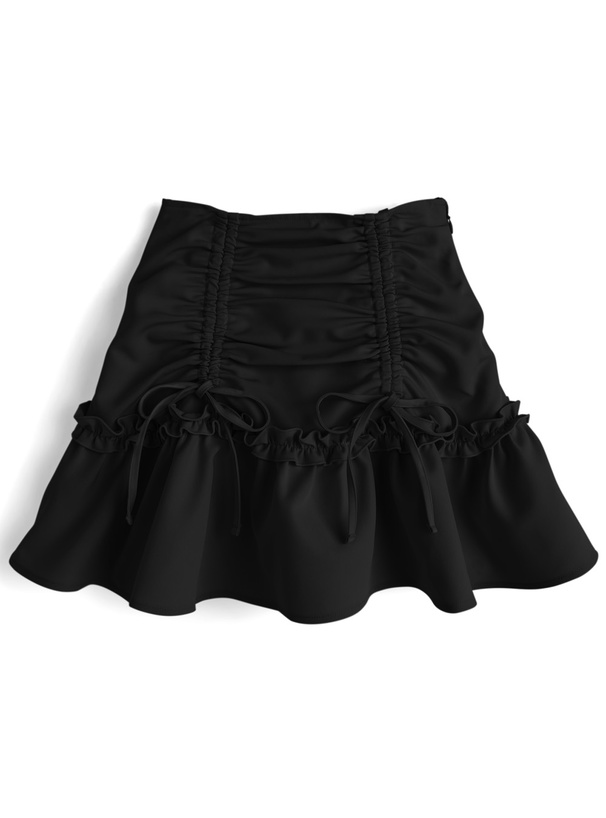 インパン裏地付きドロストフリルミニスカート[ai211]