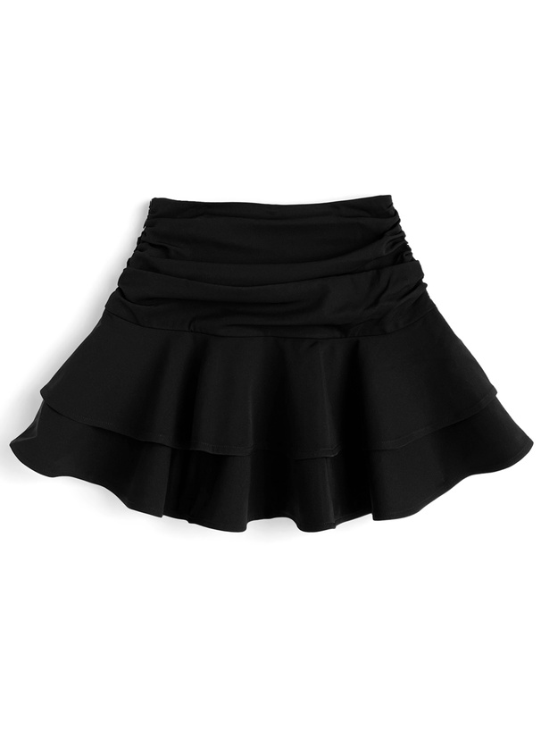 インパン裏地付きギャザーフリルミニスカート