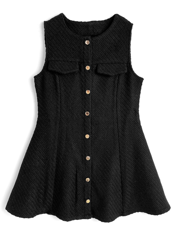 ツイードノースリーフレアミニワンピース