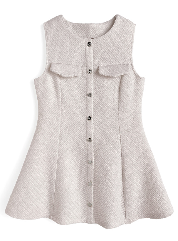 ツイードノースリーフレアミニワンピース