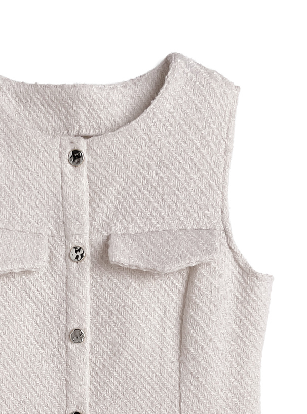 ツイードノースリーフレアミニワンピース