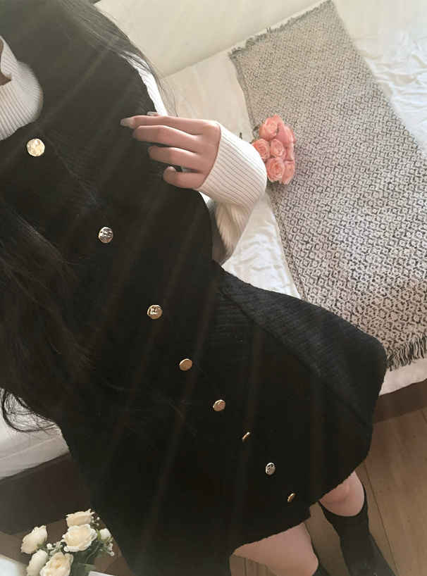 ツイードノースリーフレアミニワンピース