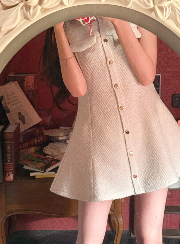 ツイードノースリーフレアミニワンピース