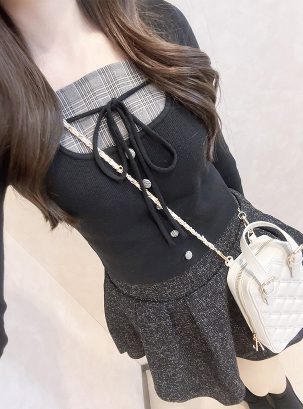 インパン裏地付きツイードフレアミニスカート