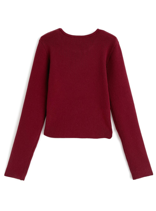 ベーシックラウンドネックリブニットトップス