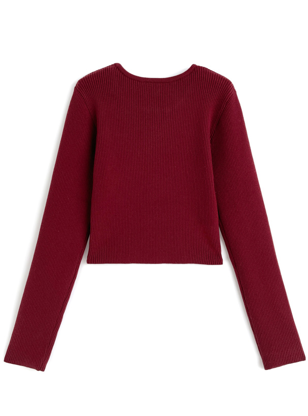 ベーシックラウンドネックリブニットトップス