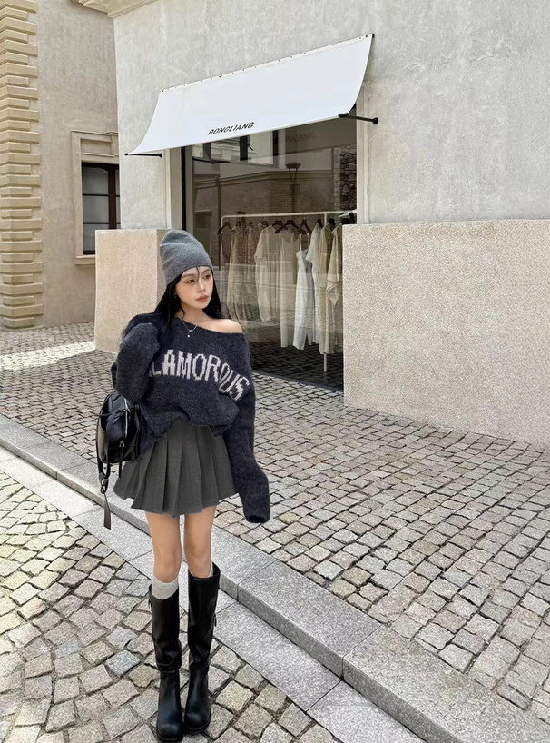 インパン付きボックスミニプリーツミニスカート