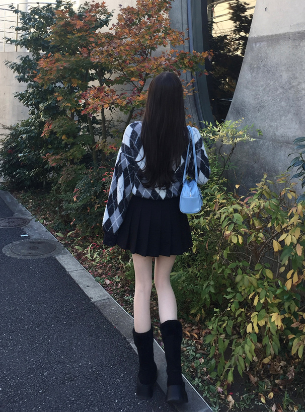 インパン付きボックスミニプリーツミニスカート