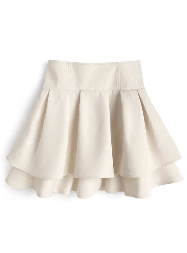 インパン裏地付きハイウエストダブルフレアスカート