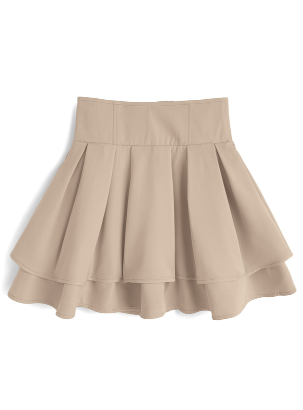 インパン裏地付きハイウエストダブルフレアスカート