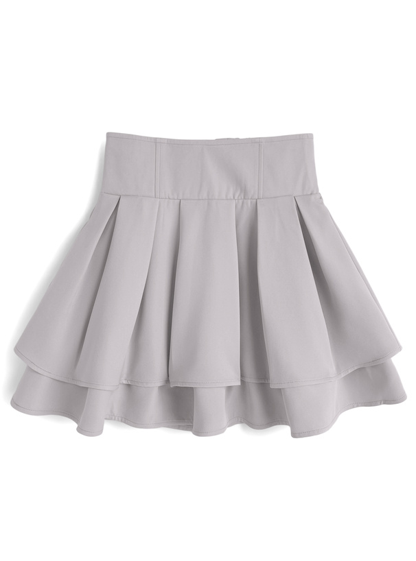 インパン裏地付きハイウエストダブルフレアスカート