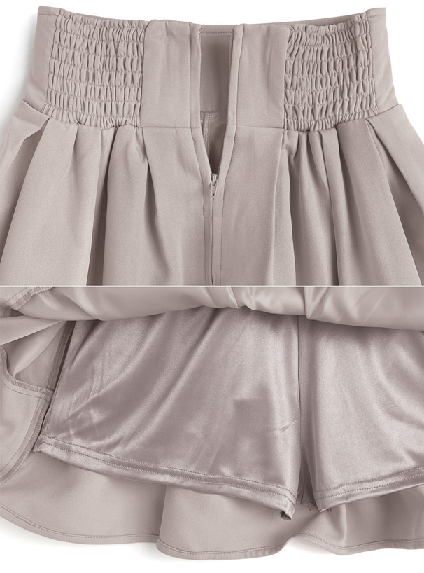 インパン裏地付きハイウエストダブルフレアスカート