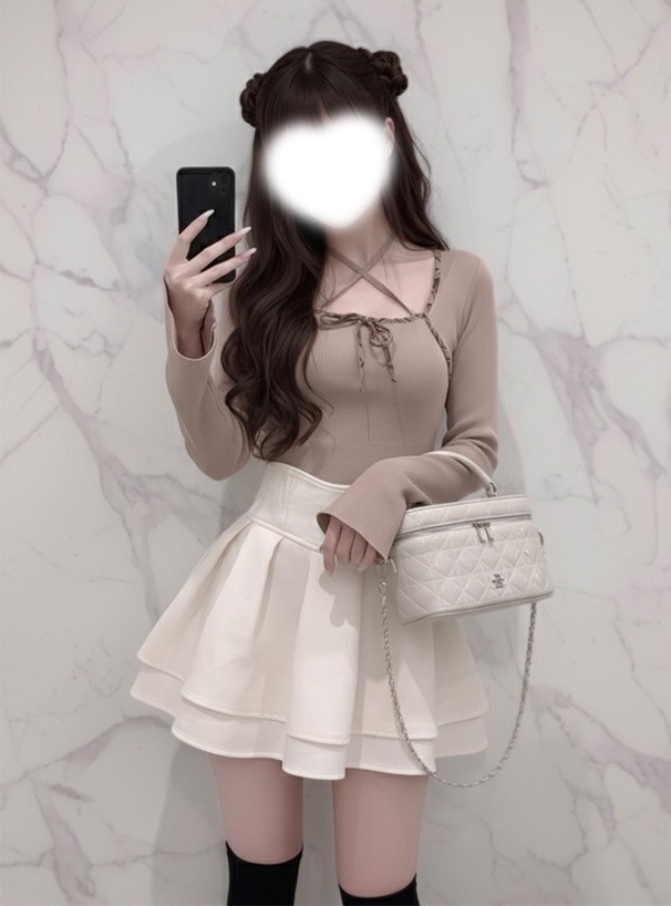 インパン裏地付きハイウエストダブルフレアスカート