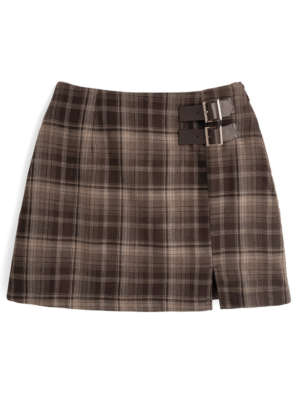 インパン裏地付きベルトスリットミニスカート[ai228]