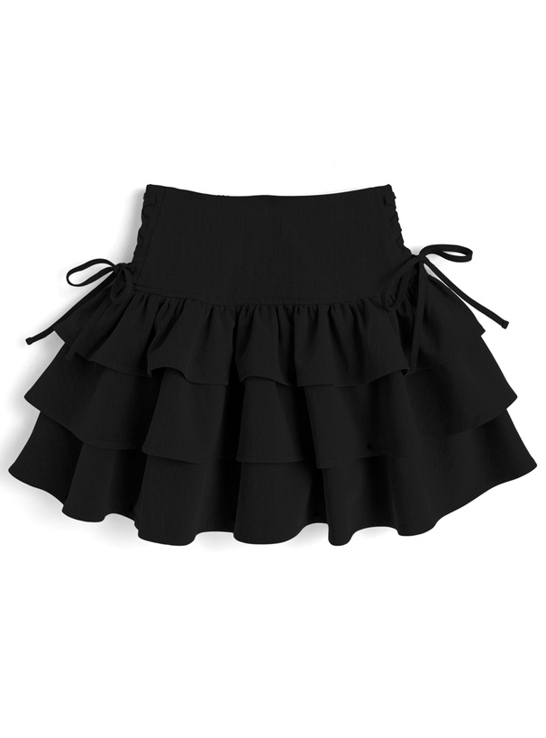 インパン裏地付きサイドレースアップティアードミニスカート[ai230]