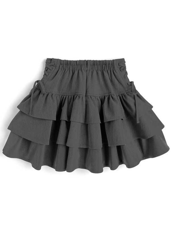 インパン裏地付きサイドレースアップティアードミニスカート[ai230