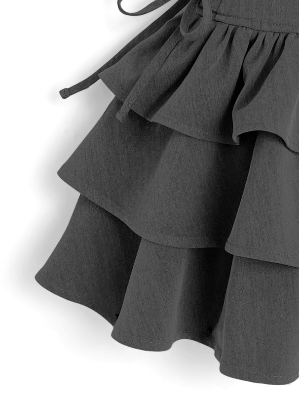 インパン裏地付きサイドレースアップティアードミニスカート[ai230