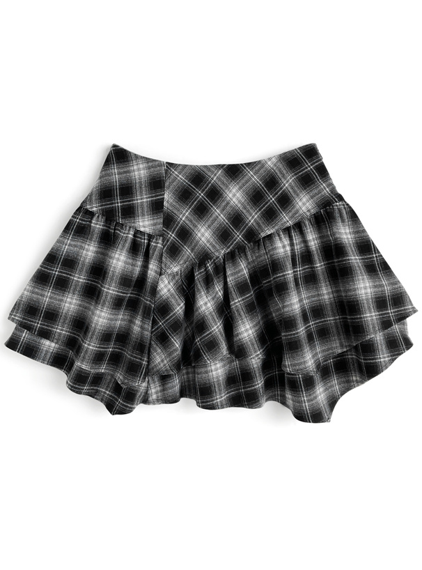チェック柄アシンメトリーミニスカート[ai231] | レディース