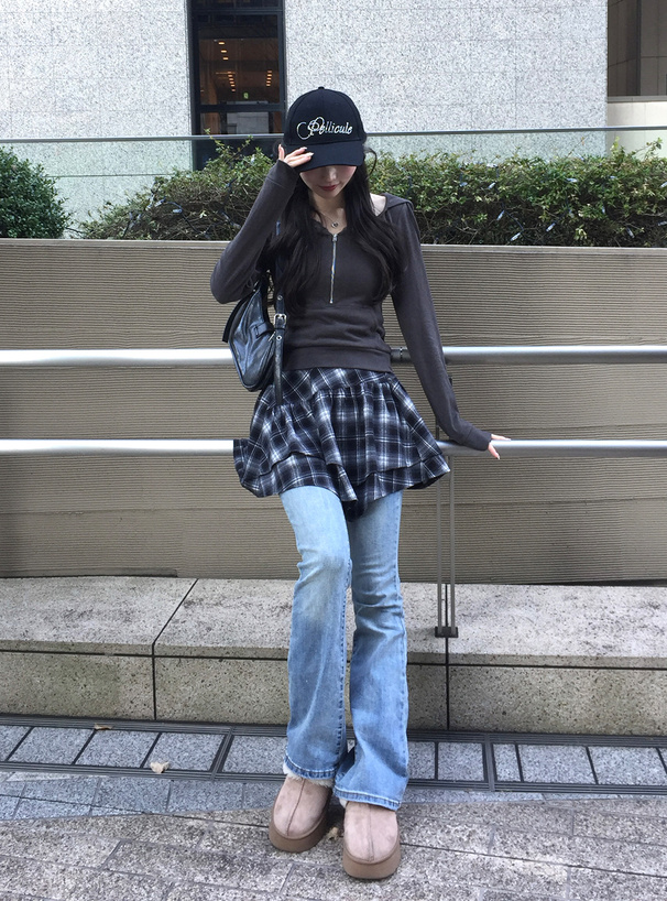 チェック柄アシンメトリーミニスカート[ai231] | レディース