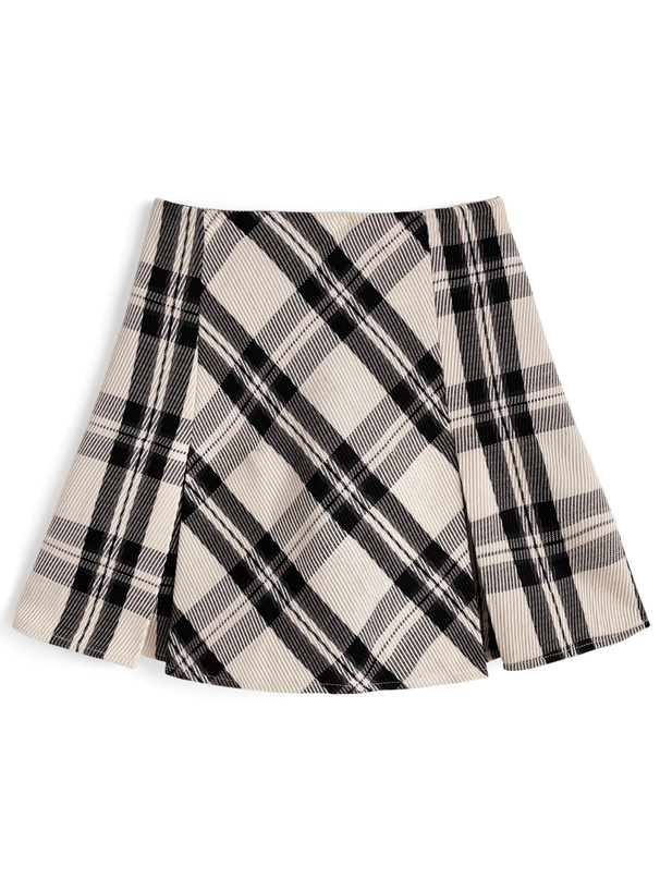 インパン裏地付きチェック柄ミニスカート[ai232]