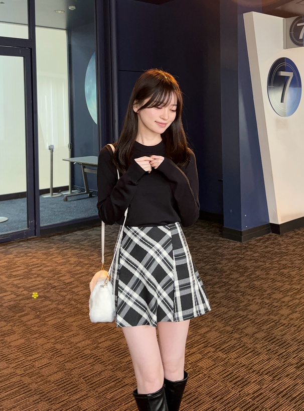 インパン裏地付きチェック柄ミニスカート[ai232] | レディース