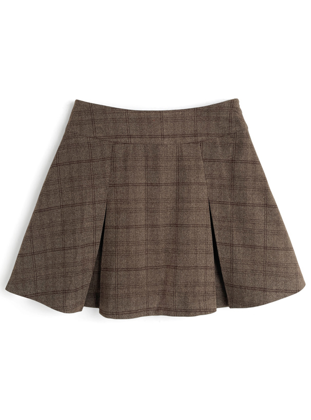 インパン裏地付きチェック柄ミニスカート[ai233]