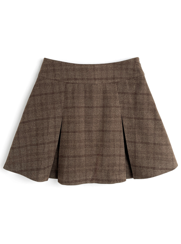 インパン裏地付きチェック柄ミニスカート