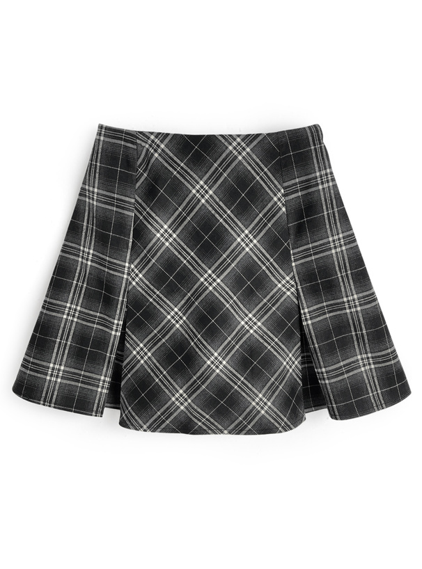 インパン裏地付きチェック柄ミニスカート[ai234]